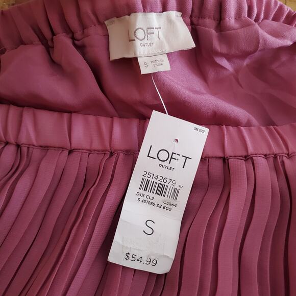 NWT Loft Pleated Mini Skirt Pink Purple Small - Picture 4 of 5